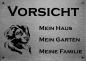 Preview: Edelstahl Warnschild Leonberger VORSICHT Mein Haus mein Garten meine Familie